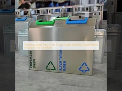স্টেইনলেস স্টিল ট্র্যাশ ক্যান কাস্টমাইজড স্টেইনলেস স্টিল মেটাল পণ্য আউটডোরের জন্য