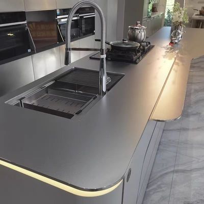 কাস্টমাইজড 316L Hairline Brushed Embossed Beadblasting Surface Stainless Steel Sheets Finished 304 Round Edge Kitchen Desktop