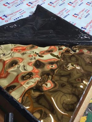 ভালো দাম সিলিং সাজানোর জন্য 4X8feet 8K মিরর Ti-গোল্ড ওয়াটার রিপল স্টেইনলেস স্টিল শীট অনলাইন