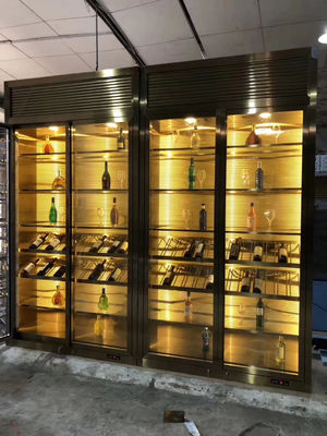 ভালো দাম SUS ASTM 304 316L স্টেইনলেস স্টীল ওয়াইন ক্যাবিনেট কপার এন্টিক হেয়ারলাইন ব্রাশড রুম ঠান্ডা তাপমাত্রা অনলাইন