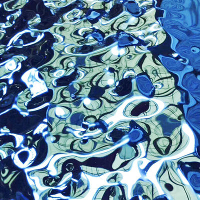 ভালো দাম নীল রঙ 304 1.5MM বেধ মিরর স্ট্যাম্পিং স্টেইনলেস স্টীল শীট ওয়াটার রিপল প্যানেল অনলাইন