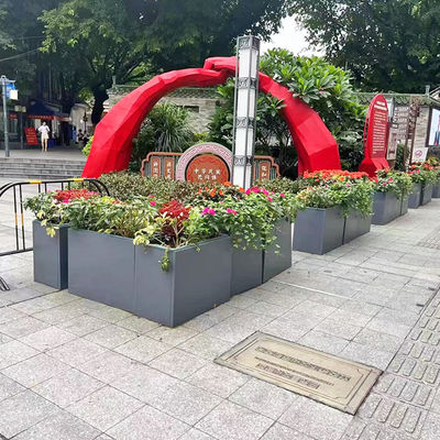 Commerical Outdoor Garden Furniture Metal Public Park Steel Plant Pots Outside Urban Street Flower Pots
