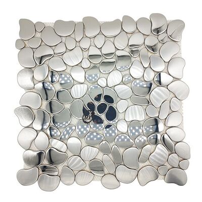 Pebble-Shaped Silver Mirror Metal Mosaic Tiles - For Living Room/Bathroom/Dining Room/Hotel Accent Wall Decoration Projects