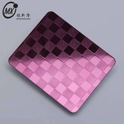 ভালো দাম দেয়াল অভ্যন্তর নকশা জন্য 304 রঙের বেগুনি বেগুনি এমবসড স্টেইনলেস স্টীল শীট প্যানেল অনলাইন