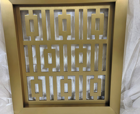 304 ফিনিস ব্রাশ স্টেইনলেস স্টীল ধাতু স্ক্রিন পার্টিশন প্রাচীন স্বর্ণ ব্রাস রঙ স্যাটিন লেজার খোদাই রুম বিভাজক