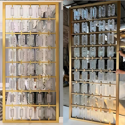 ভালো দাম রঙিন সোনার চুলের লাইন ব্রাশ করা আয়না গ্লাস সন্নিবেশ মিশ্রণ 304 স্টেইনলেস স্টীল রুম বিভাজক পর্দা পার্টিশন অনলাইন