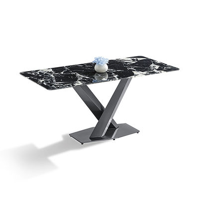 ভালো দাম আধুনিক সিন্টারড স্টোন কালো টাইটানিয়াম স্টেইনলেস স্টীল ডাইনিং টেবিল অনলাইন