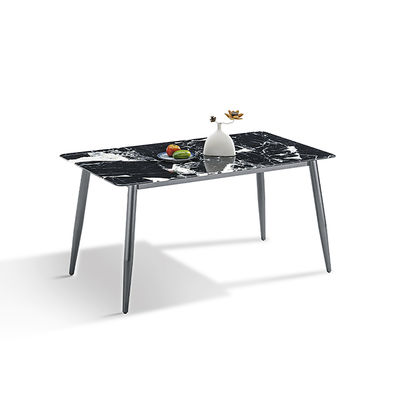 ভালো দাম আধুনিক সিন্টার্ড স্টোন টেবিলটপ ধূসর রঙের কার্বন স্টিল বেস ডাইনিং টেবিল অনলাইন