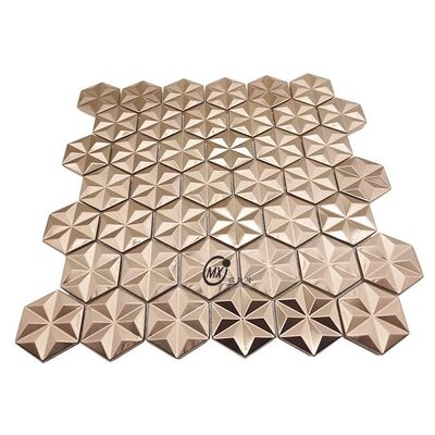 মধ্যপ্রাচ্য নীল ব্রাশযুক্ত পৃষ্ঠ জনপ্রিয় সজ্জা গোলাপী স্বর্ণ এবং রৌপ্য রঙ অ্যালুমিনিয়াম ধাতু মোজাইক টাইল