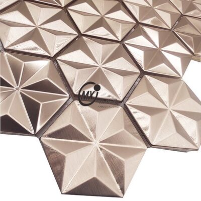 Middle East Blue Brushed Surface  Popular Decor Rose Gold And Silver Color Aluminum Metal Mosaic Tile