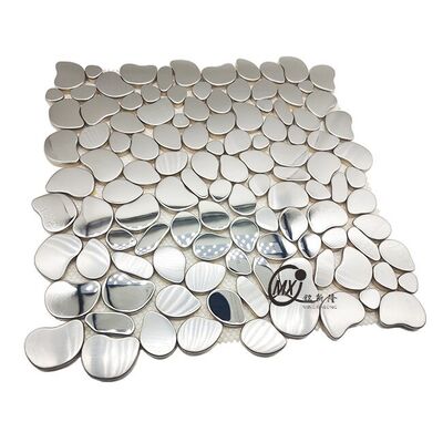 পেবল-আকৃতির সিলভার মিরর মেটাল মোজাইক টাইলস - লিভিং রুম/বাথরুম/ডাইনিং রুম/হোটেলের অ্যাকসেন্ট ওয়াল ডেকোরেশন প্রকল্পের জন্য