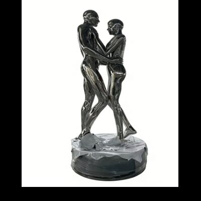 ভালো দাম আধুনিক শিল্প চরিত্র ভাস্কর্য কাস্টম ফাইবারগ্লাস / স্টেইনলেস স্টীল মিরর স্লিভার পার্কের জন্য মানব মূর্তি দৃশ্যমান স্পট বহিরঙ্গন অনলাইন